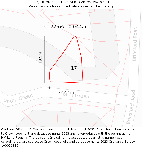 17, UPTON GREEN, WOLVERHAMPTON, WV10 6RN: Plot and title map