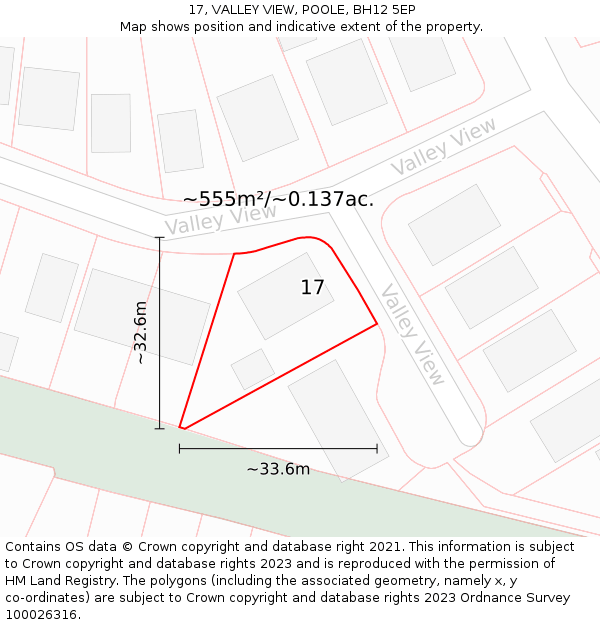 17, VALLEY VIEW, POOLE, BH12 5EP: Plot and title map