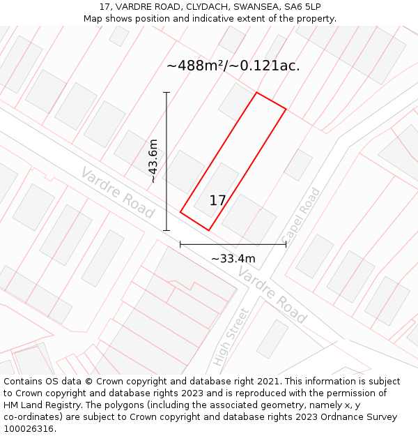 17, VARDRE ROAD, CLYDACH, SWANSEA, SA6 5LP: Plot and title map