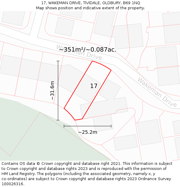 17, WAKEMAN DRIVE, TIVIDALE, OLDBURY, B69 1NQ: Plot and title map