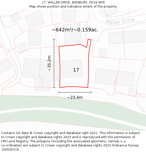 17, WALLER DRIVE, BANBURY, OX16 9NS: Plot and title map