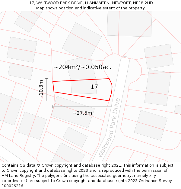 17, WALTWOOD PARK DRIVE, LLANMARTIN, NEWPORT, NP18 2HD: Plot and title map