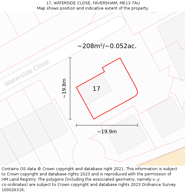 17, WATERSIDE CLOSE, FAVERSHAM, ME13 7AU: Plot and title map