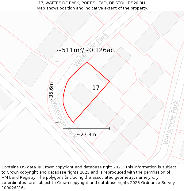 17, WATERSIDE PARK, PORTISHEAD, BRISTOL, BS20 8LL: Plot and title map
