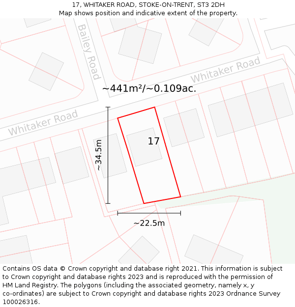 17, WHITAKER ROAD, STOKE-ON-TRENT, ST3 2DH: Plot and title map