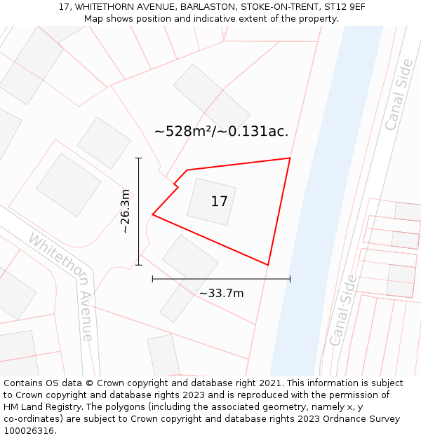 17, WHITETHORN AVENUE, BARLASTON, STOKE-ON-TRENT, ST12 9EF: Plot and title map