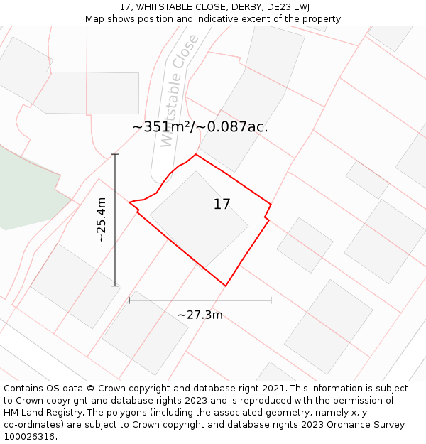 17, WHITSTABLE CLOSE, DERBY, DE23 1WJ: Plot and title map