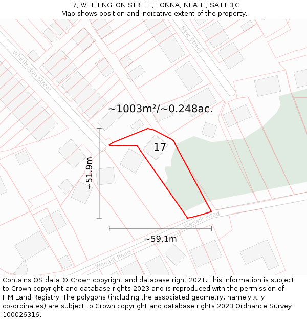 17, WHITTINGTON STREET, TONNA, NEATH, SA11 3JG: Plot and title map