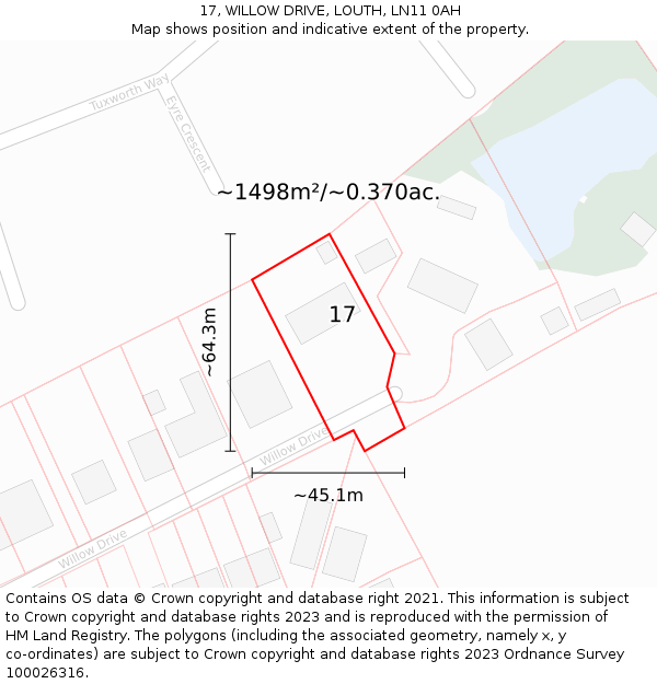 17, WILLOW DRIVE, LOUTH, LN11 0AH: Plot and title map