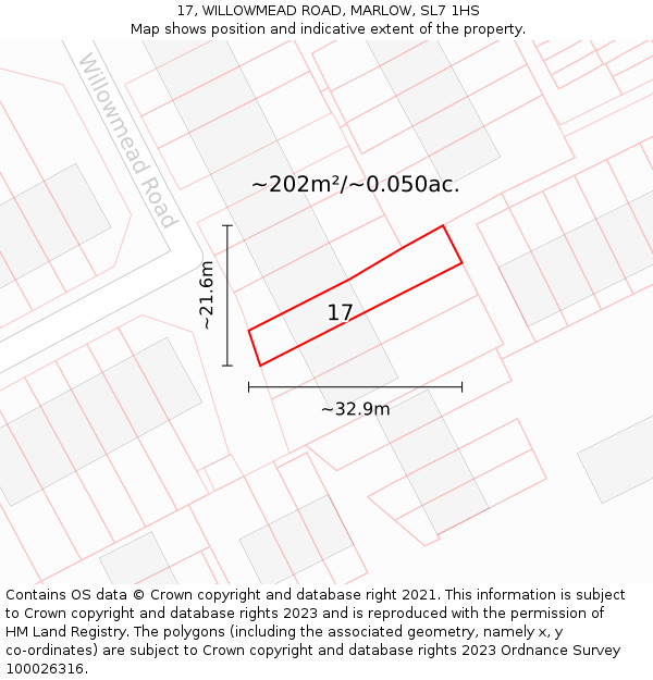 17, WILLOWMEAD ROAD, MARLOW, SL7 1HS: Plot and title map