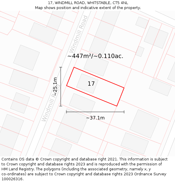 17, WINDMILL ROAD, WHITSTABLE, CT5 4NL: Plot and title map