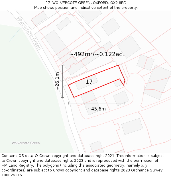 17, WOLVERCOTE GREEN, OXFORD, OX2 8BD: Plot and title map