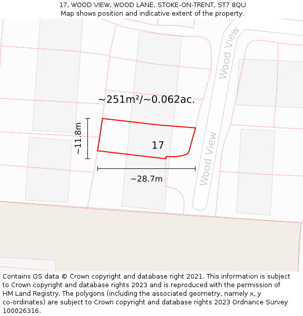 17, WOOD VIEW, WOOD LANE, STOKE-ON-TRENT, ST7 8QU: Plot and title map