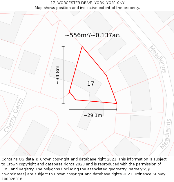 17, WORCESTER DRIVE, YORK, YO31 0NY: Plot and title map