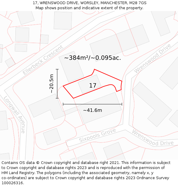 17, WRENSWOOD DRIVE, WORSLEY, MANCHESTER, M28 7GS: Plot and title map