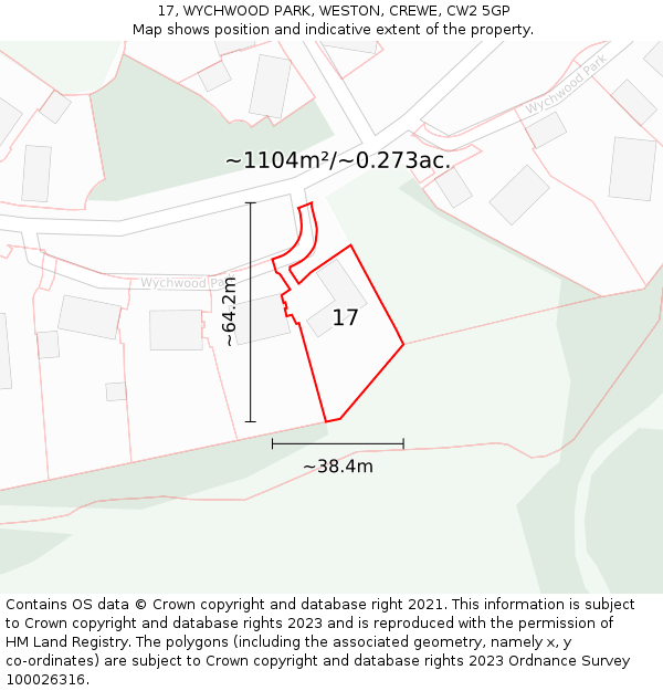 17, WYCHWOOD PARK, WESTON, CREWE, CW2 5GP: Plot and title map