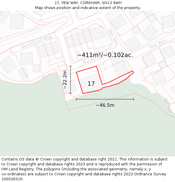 17, YEW WAY, CORSHAM, SN13 9WH: Plot and title map