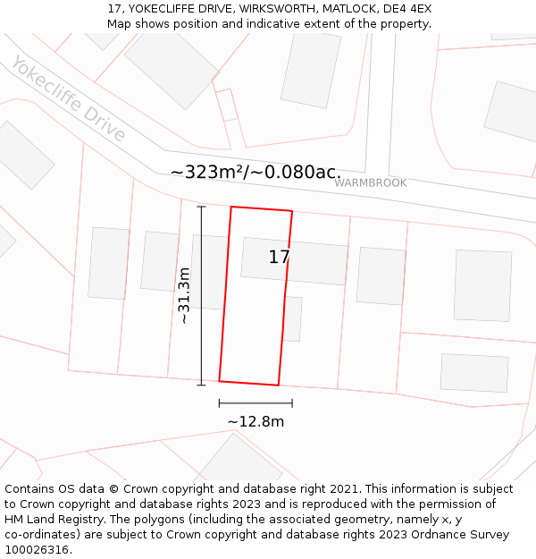 17, YOKECLIFFE DRIVE, WIRKSWORTH, MATLOCK, DE4 4EX: Plot and title map