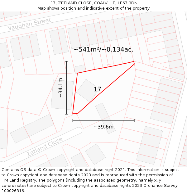 17, ZETLAND CLOSE, COALVILLE, LE67 3DN: Plot and title map