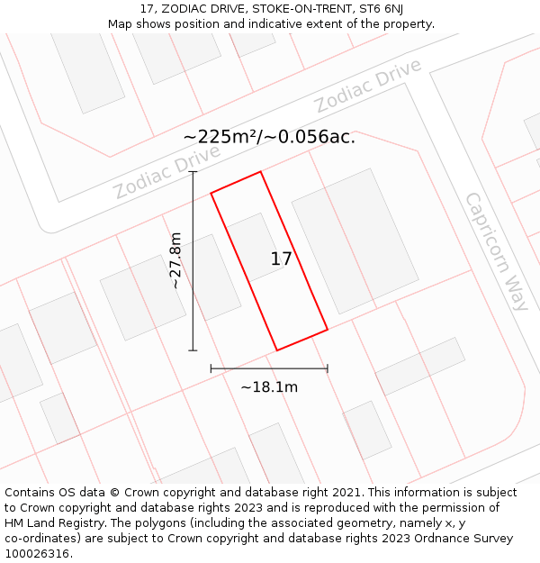 17, ZODIAC DRIVE, STOKE-ON-TRENT, ST6 6NJ: Plot and title map