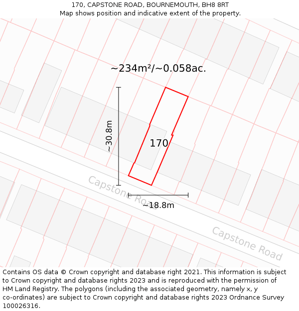 170, CAPSTONE ROAD, BOURNEMOUTH, BH8 8RT: Plot and title map