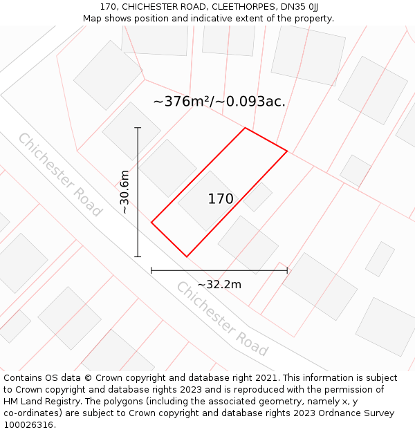 170, CHICHESTER ROAD, CLEETHORPES, DN35 0JJ: Plot and title map