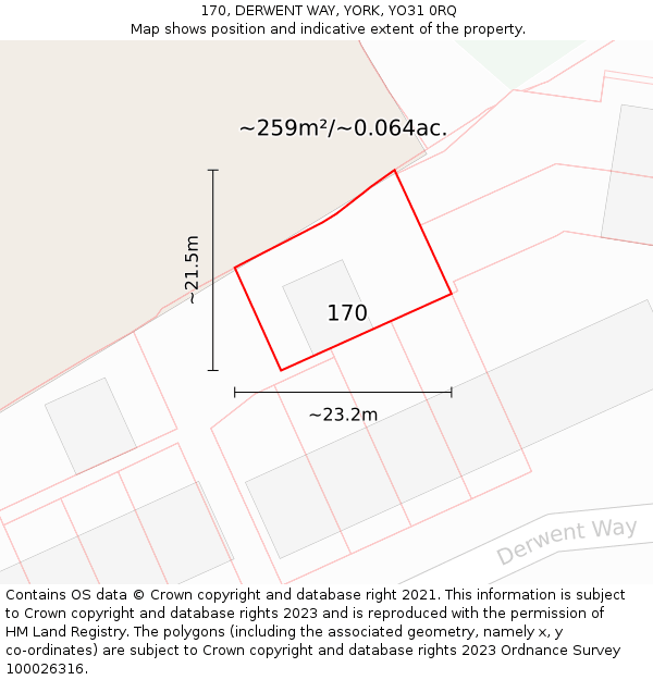 170, DERWENT WAY, YORK, YO31 0RQ: Plot and title map