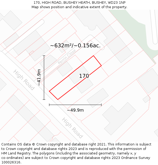 170, HIGH ROAD, BUSHEY HEATH, BUSHEY, WD23 1NP: Plot and title map