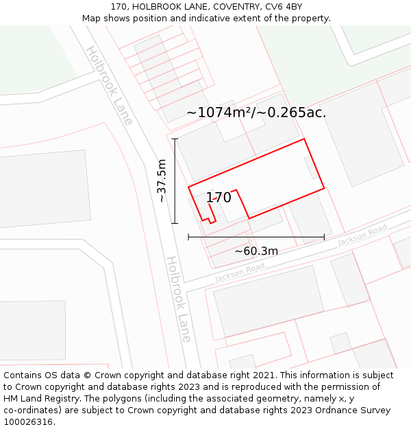 170, HOLBROOK LANE, COVENTRY, CV6 4BY: Plot and title map