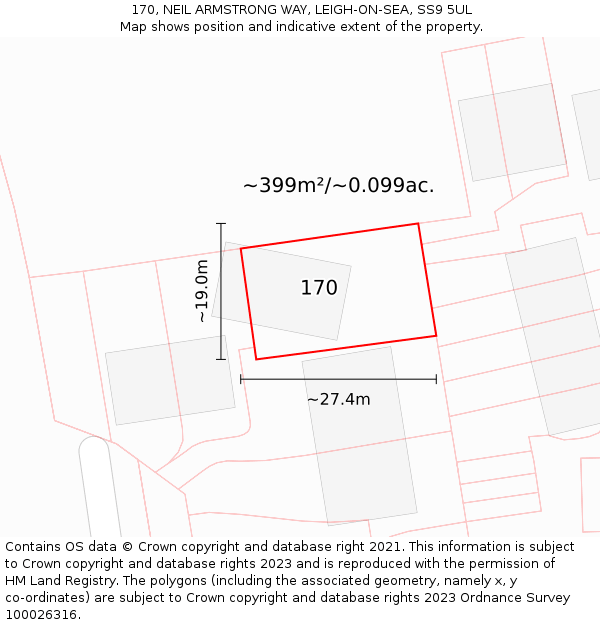 170, NEIL ARMSTRONG WAY, LEIGH-ON-SEA, SS9 5UL: Plot and title map