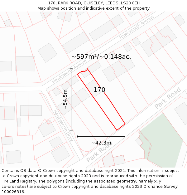 170, PARK ROAD, GUISELEY, LEEDS, LS20 8EH: Plot and title map