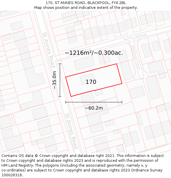 170, ST ANNES ROAD, BLACKPOOL, FY4 2BL: Plot and title map