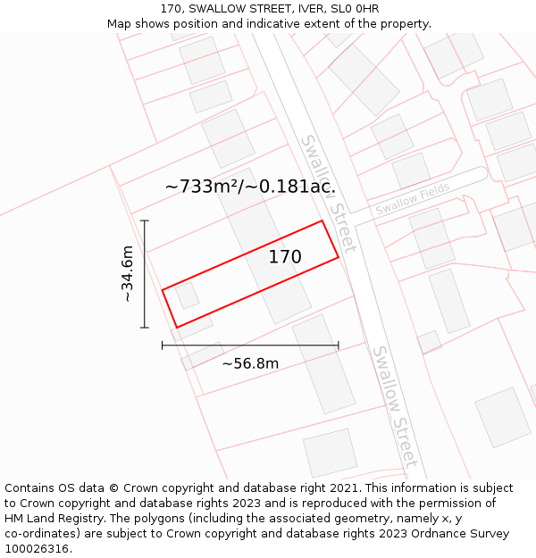 170, SWALLOW STREET, IVER, SL0 0HR: Plot and title map