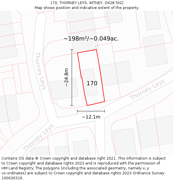 170, THORNEY LEYS, WITNEY, OX28 5NZ: Plot and title map