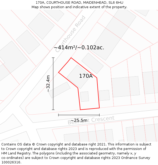 170A, COURTHOUSE ROAD, MAIDENHEAD, SL6 6HU: Plot and title map