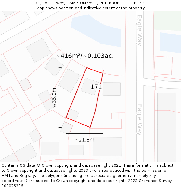 171, EAGLE WAY, HAMPTON VALE, PETERBOROUGH, PE7 8EL: Plot and title map