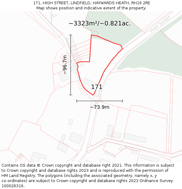 171, HIGH STREET, LINDFIELD, HAYWARDS HEATH, RH16 2RE: Plot and title map