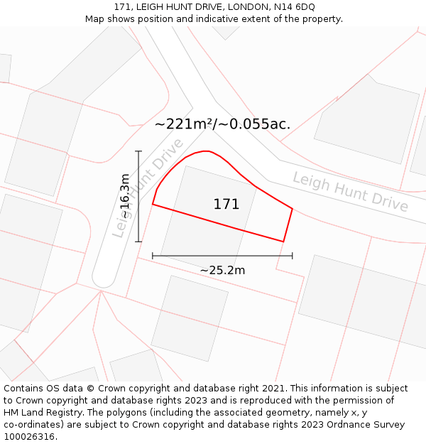 171, LEIGH HUNT DRIVE, LONDON, N14 6DQ: Plot and title map