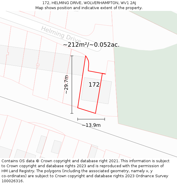 172, HELMING DRIVE, WOLVERHAMPTON, WV1 2AJ: Plot and title map