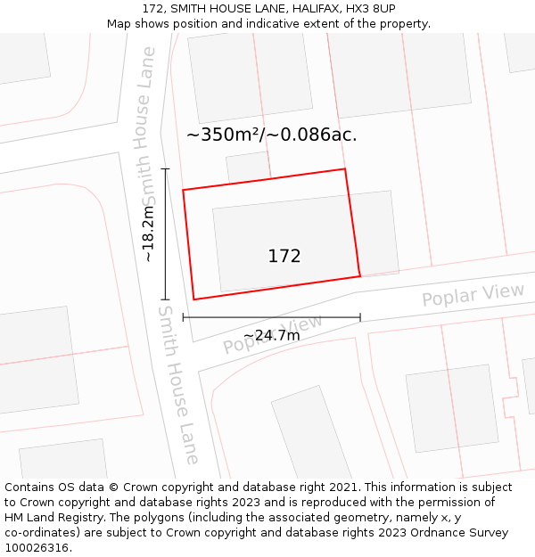 172, SMITH HOUSE LANE, HALIFAX, HX3 8UP: Plot and title map