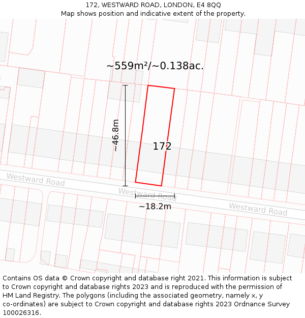 172, WESTWARD ROAD, LONDON, E4 8QQ: Plot and title map