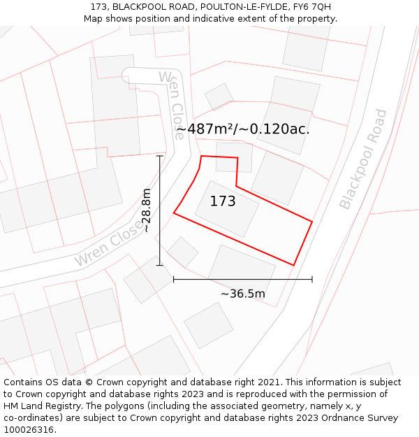 173, BLACKPOOL ROAD, POULTON-LE-FYLDE, FY6 7QH: Plot and title map
