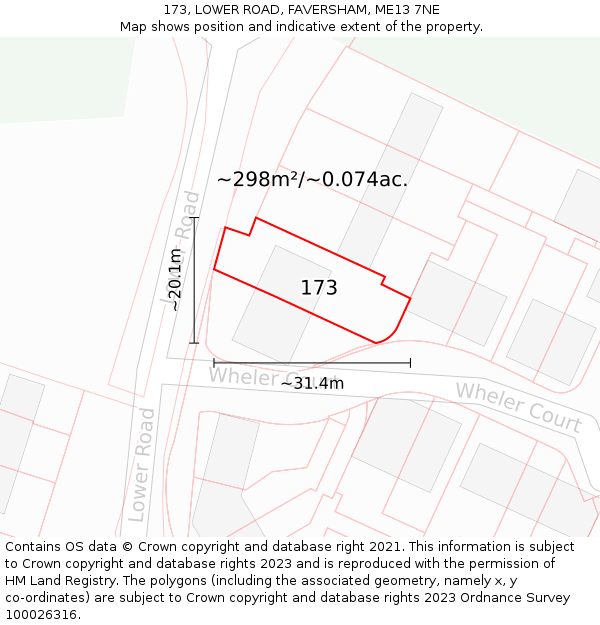 173, LOWER ROAD, FAVERSHAM, ME13 7NE: Plot and title map