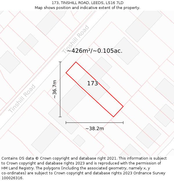 173, TINSHILL ROAD, LEEDS, LS16 7LD: Plot and title map