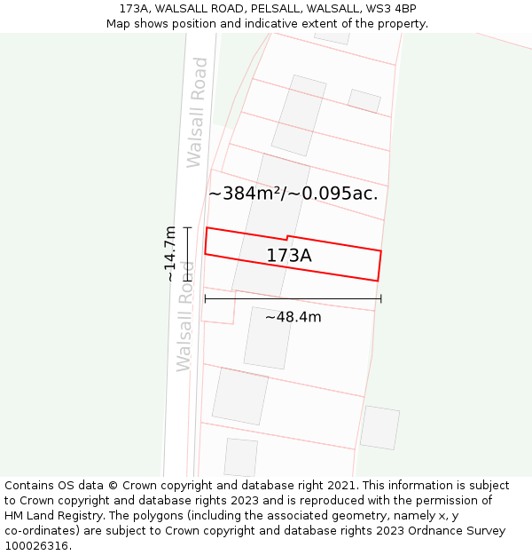 173A, WALSALL ROAD, PELSALL, WALSALL, WS3 4BP: Plot and title map