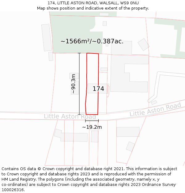 174, LITTLE ASTON ROAD, WALSALL, WS9 0NU: Plot and title map