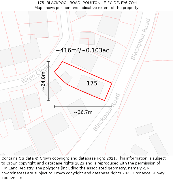175, BLACKPOOL ROAD, POULTON-LE-FYLDE, FY6 7QH: Plot and title map