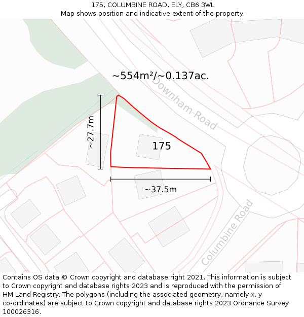 175, COLUMBINE ROAD, ELY, CB6 3WL: Plot and title map