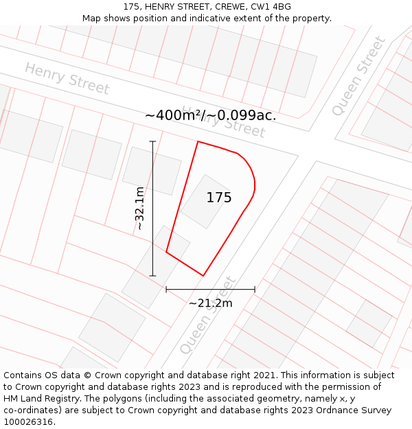 175, HENRY STREET, CREWE, CW1 4BG: Plot and title map