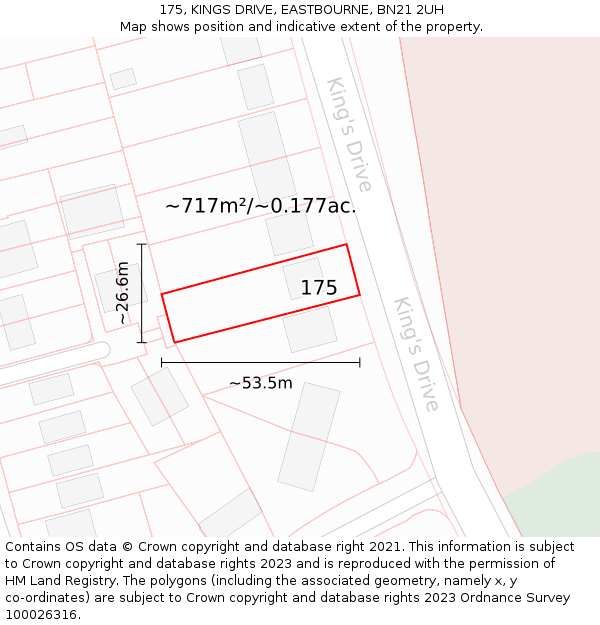 175, KINGS DRIVE, EASTBOURNE, BN21 2UH: Plot and title map